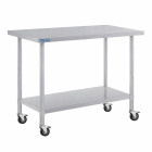 Stainless Steel Centre Table Food Prep Work Bench With Castors 900 x 600mm