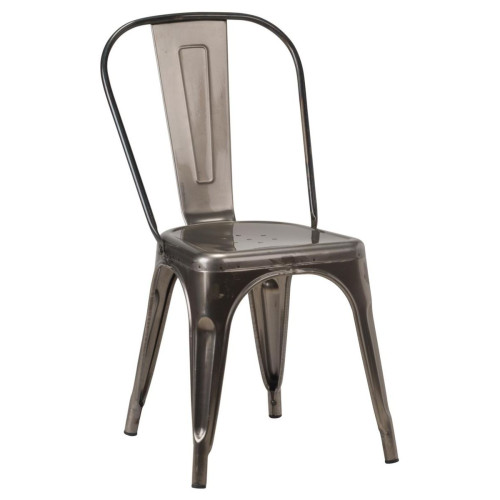 Artisano French Bistro Side Chair Gun Metal Grey