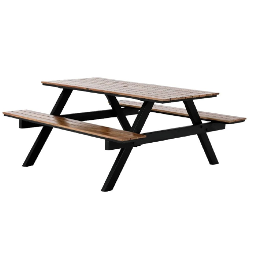 Bolero Acacia Rectangular Picnic Table Bench Set