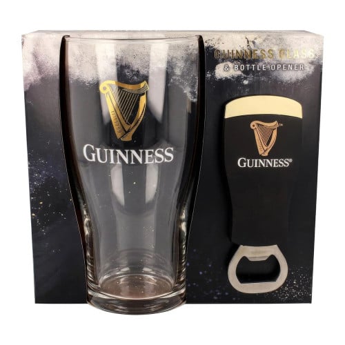 Guinness 2 Piece Tulip Pint Glass with Bottle Opener Set