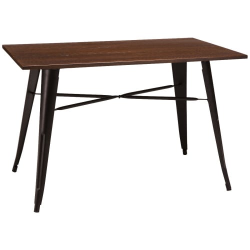 Artisano French Bistro Table Matt Black/Walnut 1200 x 700mm