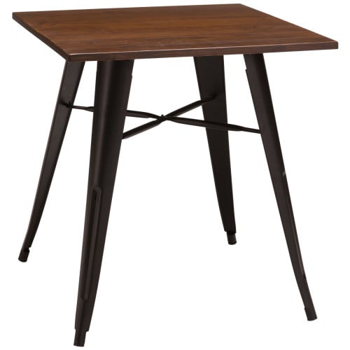 Artisano French Bistro Table Matt Black/Walnut 700mm