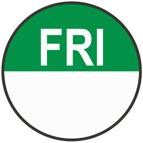 Day Dot Food Label Round 20mm Friday (Roll of 1000)