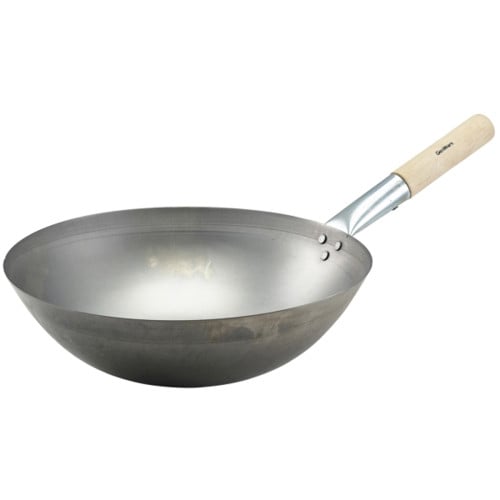 Genware Black Iron Wok Round Base 35.6cm
