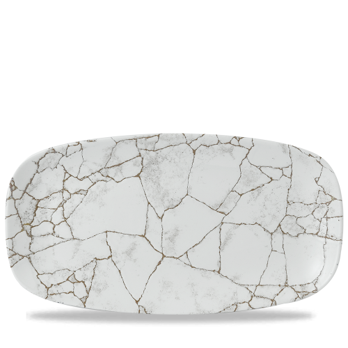 Churchill Studio Prints Kintsugi Agate Grey Oblong Plate 18.9 x 35.5cm/7.38 x 13.88
