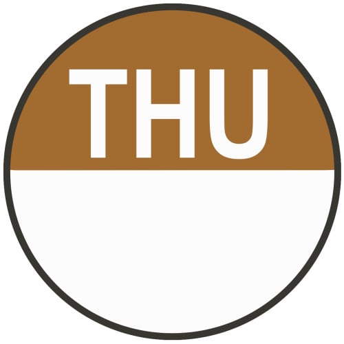 Day Dot Food Label Round 20mm Thursday (Roll of 1000)