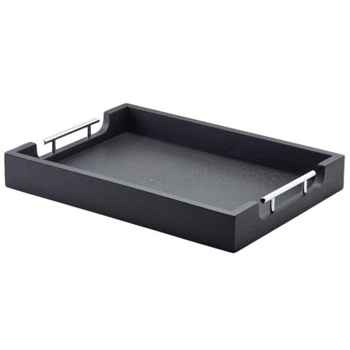 GenWare Black Butlers Tray with Metal Handles 54.5x44cm/21.5x17