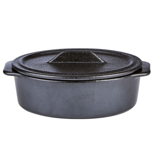 Porcelite Cast Iron Effect Oval Casserole Dish with Lid 17.7 x 13.5cm/6.2 x 3.5