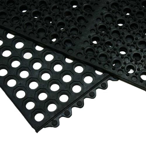 Non Slip Rubber Bar Floor Mat Safety Tile 90x90cm Interlocking