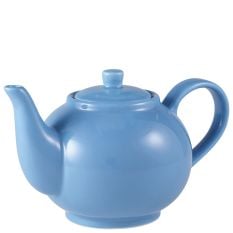 Genware Porcelain Blue Teapot 450ml/15.75oz (Pack of 6)