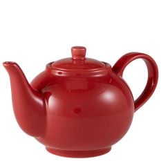 Genware Porcelain Red Teapot 450ml/15.75oz (Pack of 6)