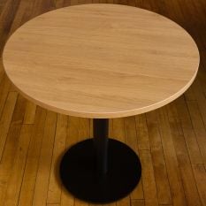 Artisano Natural Lancaster Oak Round Table Top 800mm with Titan Round Small Black Dining Height Base