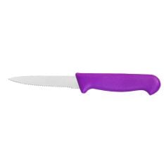 Purple Colour Coded Serrated Knife 9.5cm