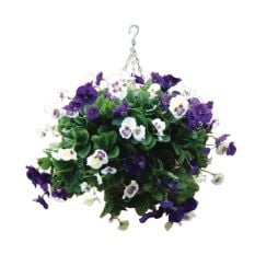 Bolero Artifical Plants Hanging Basket Purple White 22 Inch