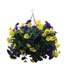 Bolero Artificial Plants Hanging Basket Purple Yellow 22 Inch