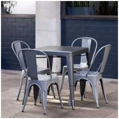 Bolero Bistro Steel Side Chairs Grey (Pack of 4)