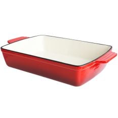 Red Cast Iron Rectangular Dish 28x22x6.5cm 2 Litre