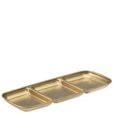 Gold Artemis Stainless Steel Triple Dip Tray 22.5 x 9cm/9 x 3.5" (Pack of 12)