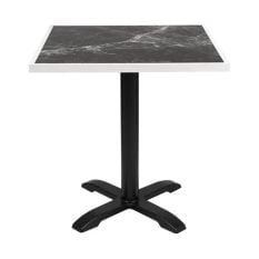 Bolero Dark Granite Effect Glass Table Top White Trim 700mm