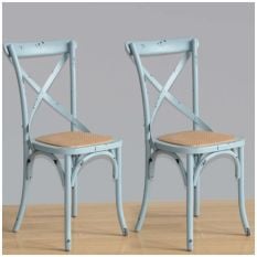 Bolero Bentwood Chairs with Metal Cross Backrest Blue (Pack of 2)