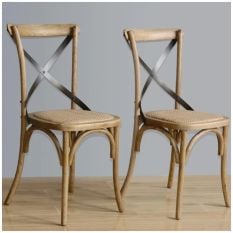 Bolero Bentwood Chairs with Metal Cross Backrest Natural (Pack of 2)