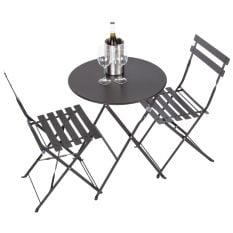 Bolero Black Pavement Style Steel Folding Chairs (Pack of 2)