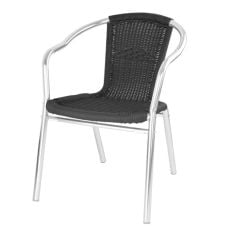 Bolero Aluminium Stacking Chairs Wicker Black (Pack of 4)