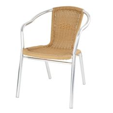 Bolero Aluminium Stacking Chairs Wicker Natural (Pack of 4)