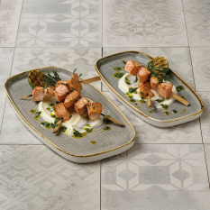 Churchill Stonecast Peppercorn Grey Oblong Chefs Plates 35 x 18.5cm/13.75 x 7.25" (Pack of 6)