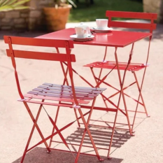 Bolero Red Pavement Style Steel Folding Chairs (Pack of 2)