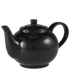 Genware Porcelain Black Teapot 450ml/15.75oz (Pack of 6)