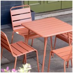 Bolero Slatted Steel Side Chairs Terracotta (Pack of 4)