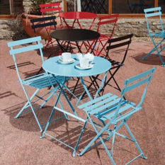 Bolero Round Pavement Style Steel Table Seaside Blue 595mm