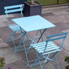 Bolero Square Pavement Style Steel Table Seaside Blue 600mm