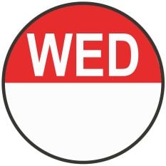 Day Dot Food Label Round 20mm Wednesday (Roll of 1000)