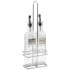 Square Glass Oil & Vinegar With Chrome Stand
