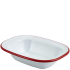 Enamel Pie Dish White with Red Rim 16cm/6.25"