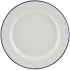 Enamel Wide Rim Plate White & Blue 24cm/9.5"