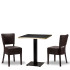Alto Brown Side Chair x2 With 700mm Square Black Pietra Gold ABS Table