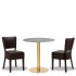 Alto Brown Side Chair x2 With 700mm Round Tundra Ceramic Marble Table