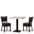 Alto Brown Side Chair x2 With 700mm Square White Carrara Gold ABS Table