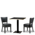 Alto Iron Grey Side Chair x2 With 700mm Square Black Pietra Gold ABS Table