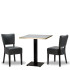 Alto Iron Grey Side Chair x2 With 700mm Square White Carrara Gold ABS Table