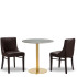 Alto Merano Dark Brown Side Chair x2 With 700mm Round Tundra Ceramic Marble Table