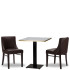 Merano Dark Brown Side Chair x2 With 700mm Square White Carrara Gold ABS Table