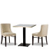 Merano Ivory Side Chair x2 With 700mm Square White Carrara Gold ABS Table
