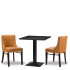 Merano Ochre Brown Side Chair x2 With 700mm Square Dark Brown Eucalyptus Hudson Table