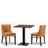 Merano Ochre Brown Side Chair x2 With 700mm Square Walnut Tobacco Titan Table