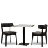 Nico Black Side Chair x2 With 700mm Square White Carrara Gold ABS Table