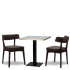 Nico Dark Brown Side Chair x2 With 700mm Square White Carrara Gold ABS Table